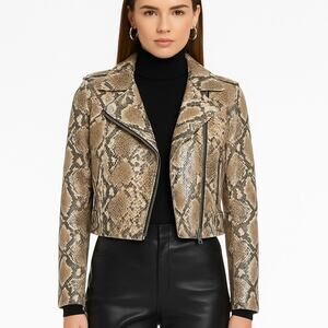 IRO Luiga Snake-Effect Leather Biker Jacket